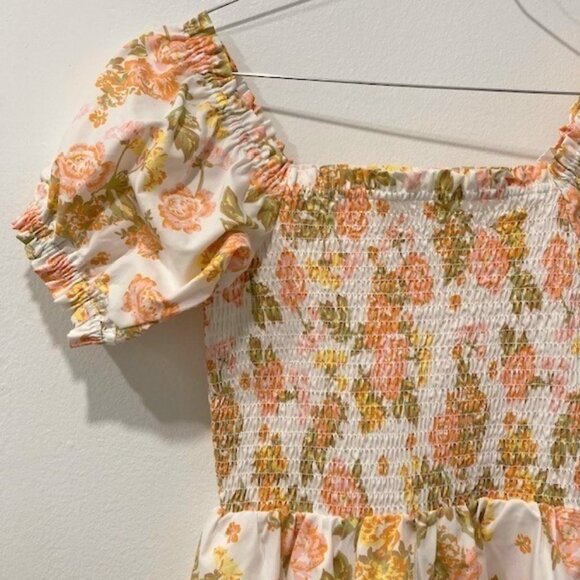 Simons Twik Floral Sundress White, Orange & Yellow Mini Dress - Picture 3 of 4